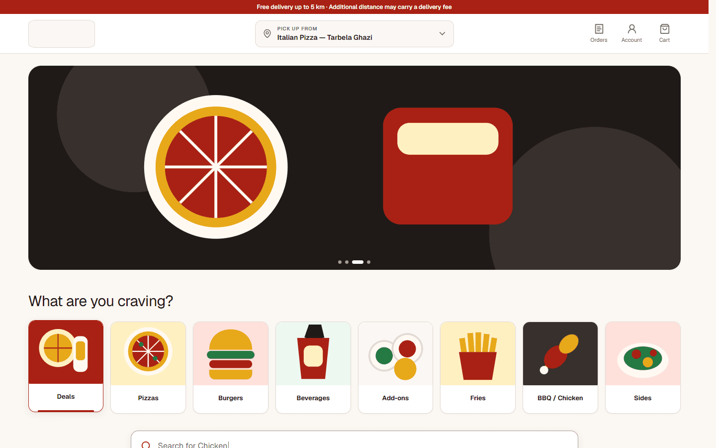 Online ordering — actual QaziPro application with staging demonstration data