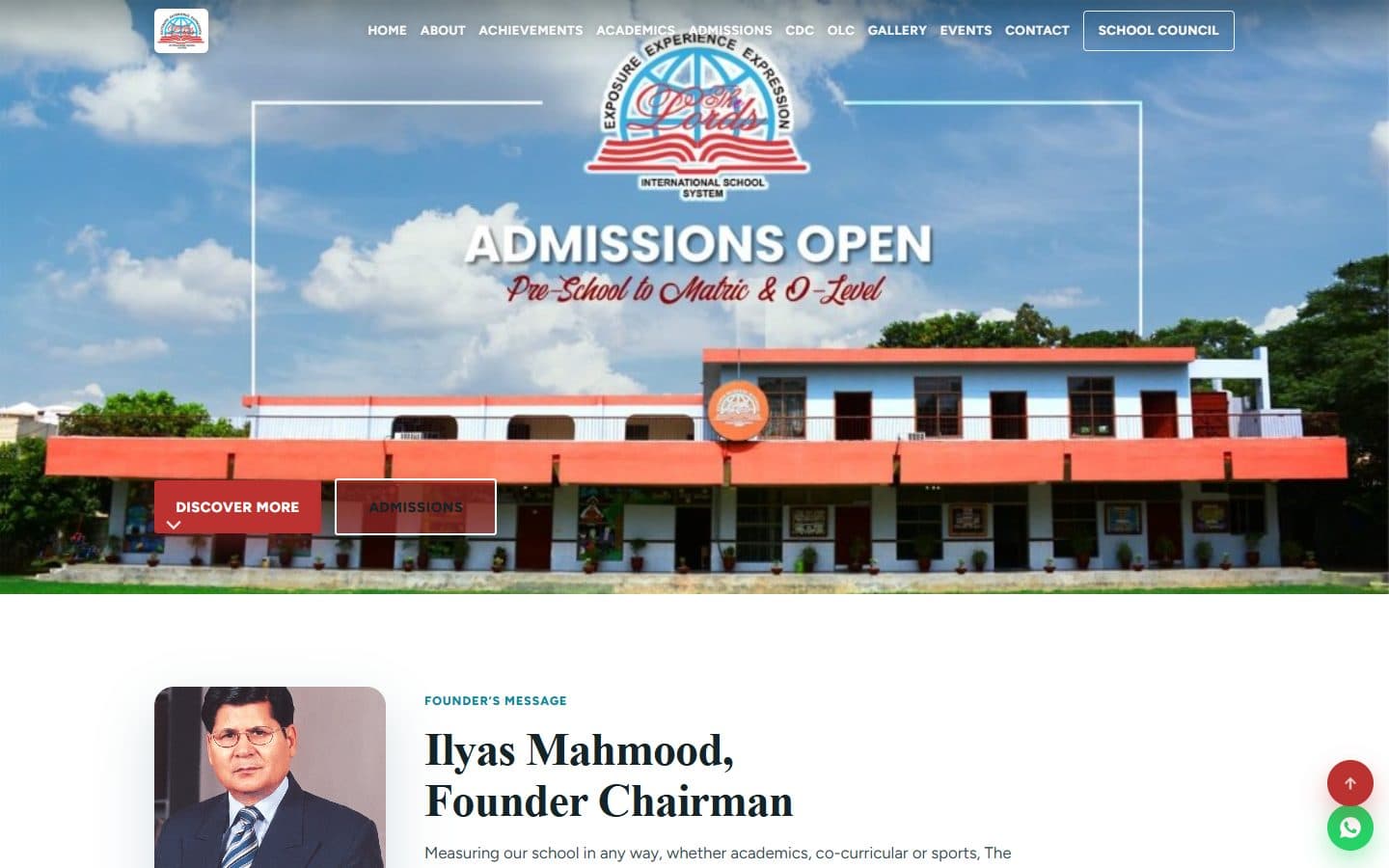 Lords School website preview