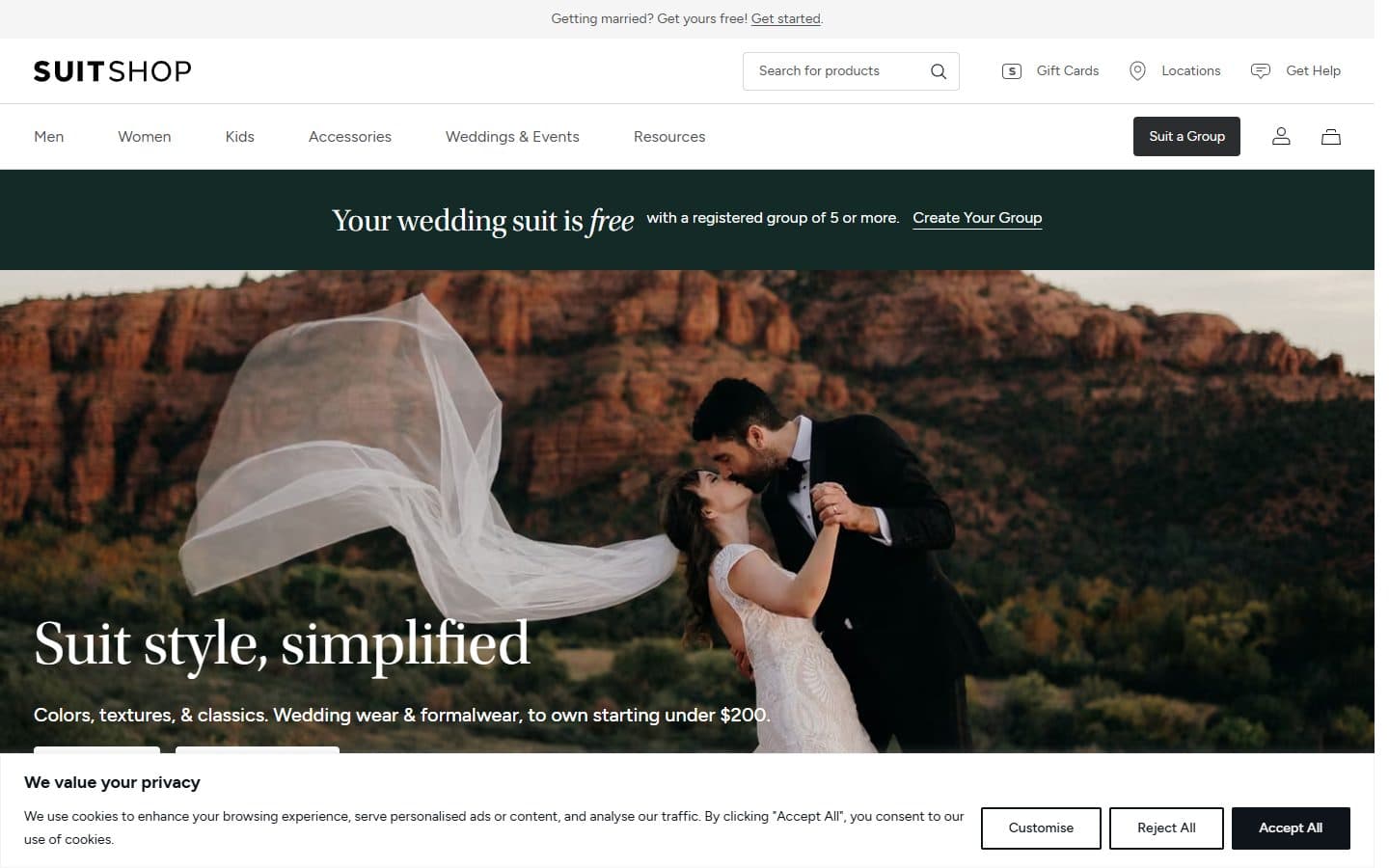 SuitShop website preview