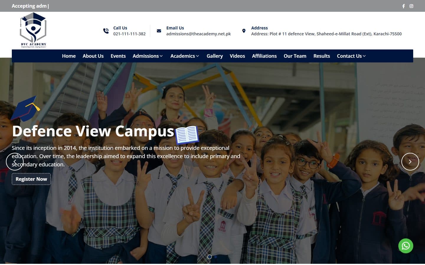 The Academy website preview